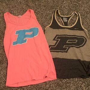 Nike Women’s' Pink and Gray Purdue Tank Tops